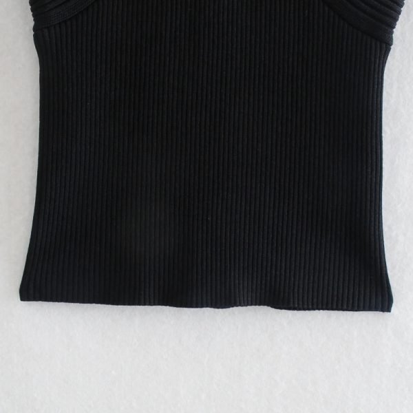 Summer Women Cross Suspender Black Knitted Blouse Casual Female Sleeveless Slim Tops T1523